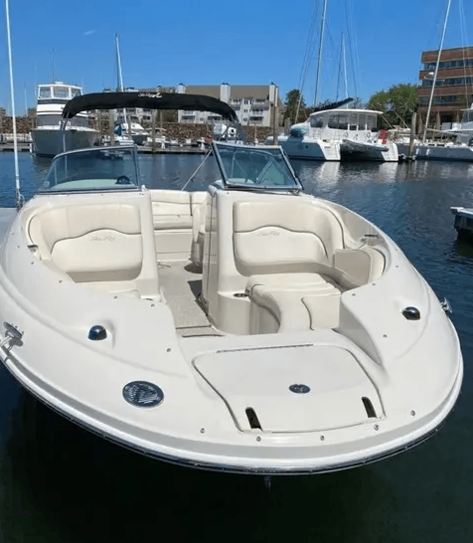 The Sea Ray 220 Sundeck is part bowrider, part deck boat with a true deep-V hull