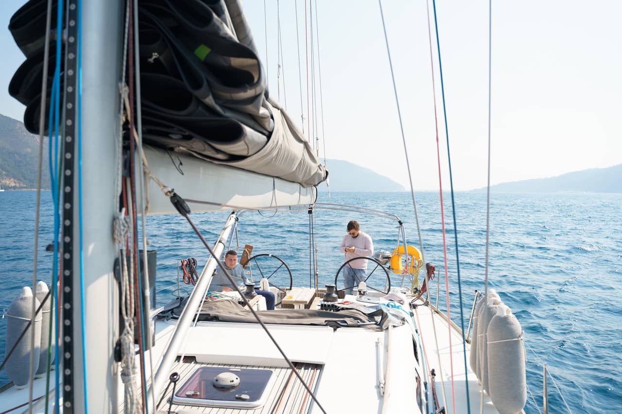 Sailing boat owners onboard