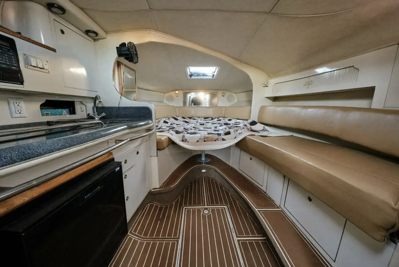 The Sea Ray 290 Sundancer offers impressive interior space for weekend cruising