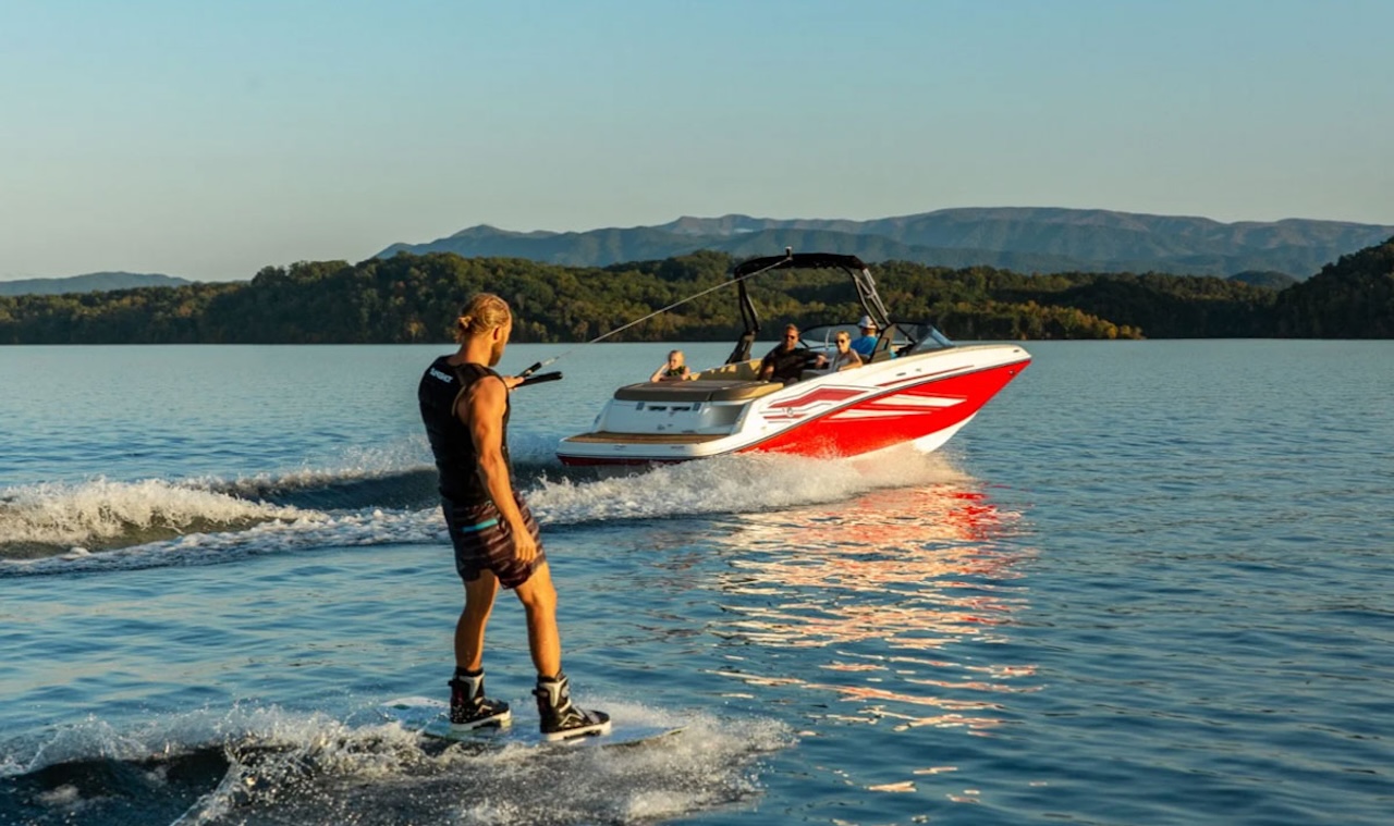 Watersports fans often prefer the full-beam swim platform of a stern-drive boat.