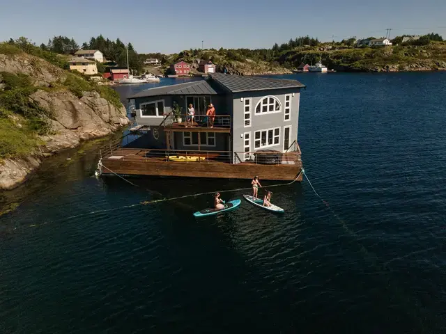 Grey Floating House Houseboat