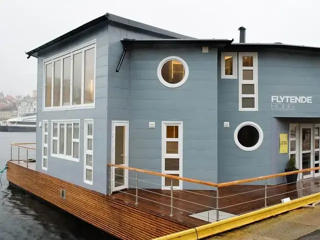 Grey Floating House Houseboat