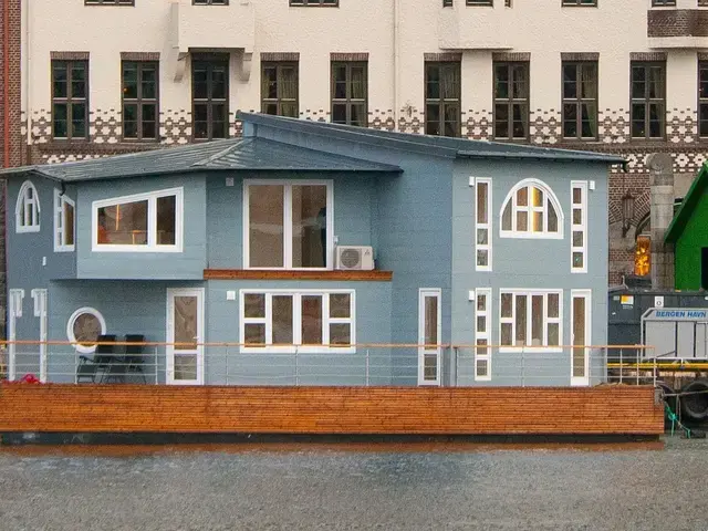 Grey Floating House Houseboat