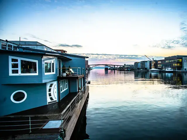 Grey Floating House Houseboat