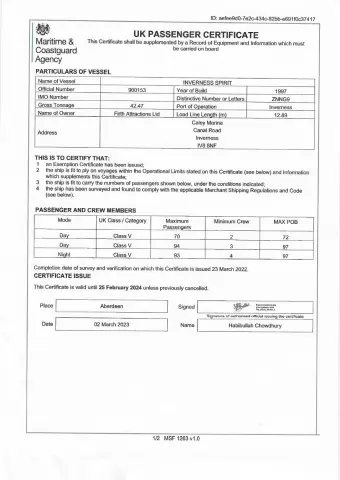 1997 Volvo Penta 97 person motor passenger vessel class v