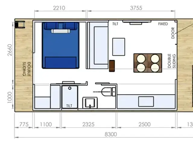 Boat Haus Mediterranean 8X4 MODERN Houseboat