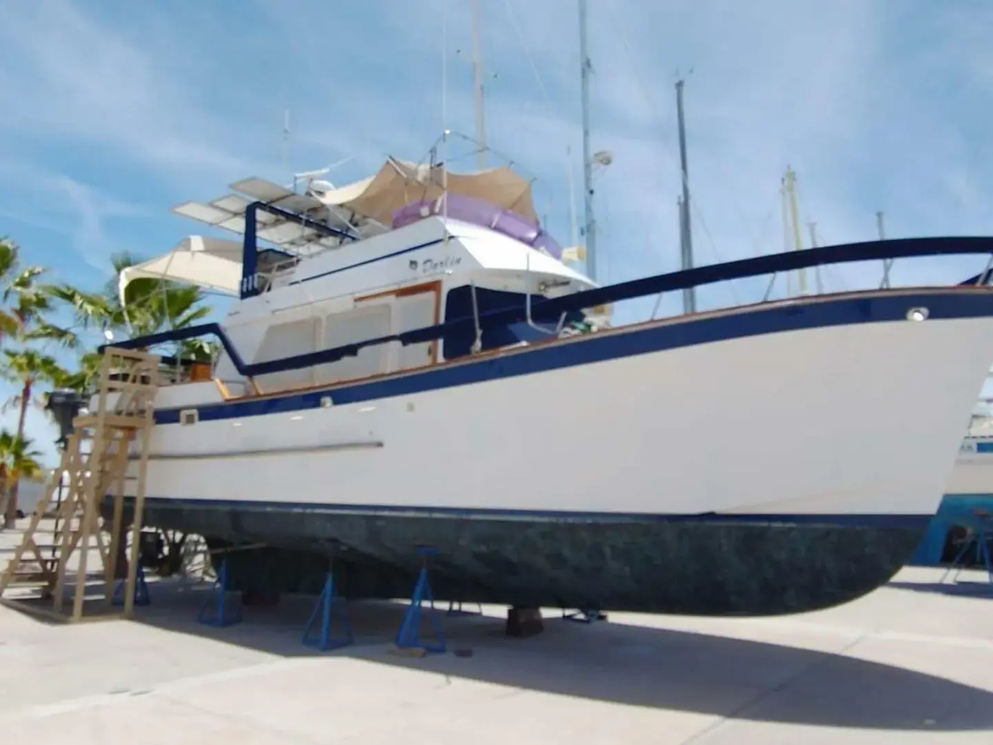 1982 Ocean 43 flush aft deck trawler