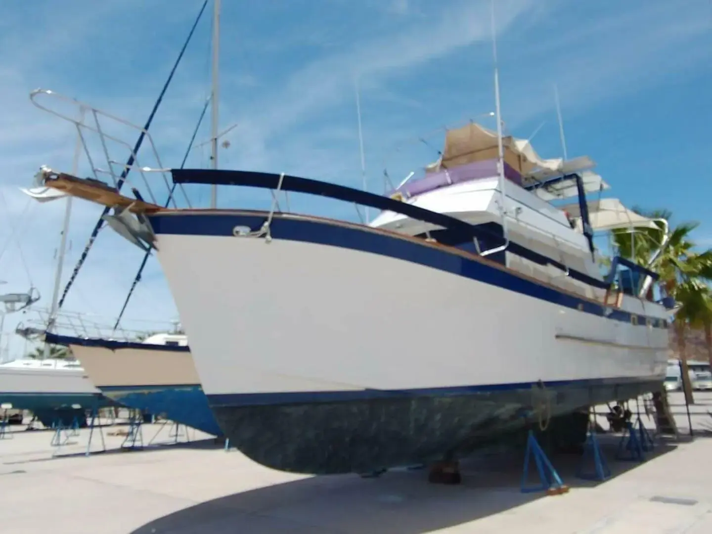 1982 Ocean 43 flush aft deck trawler