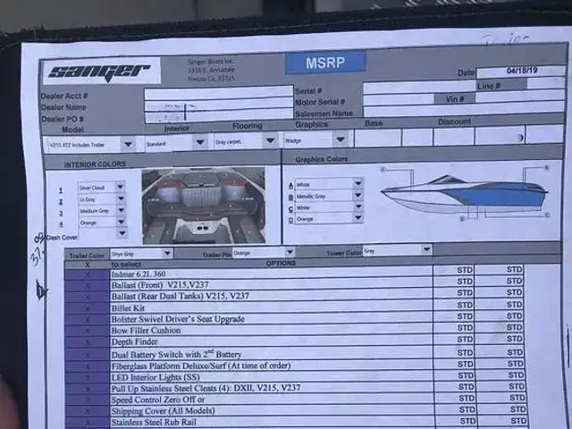 Sanger Boats V215 XTZ