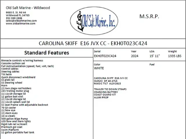 Carolina Skiff E16 JVX CC