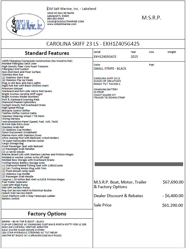 2025 Carolina Skiff 23ls