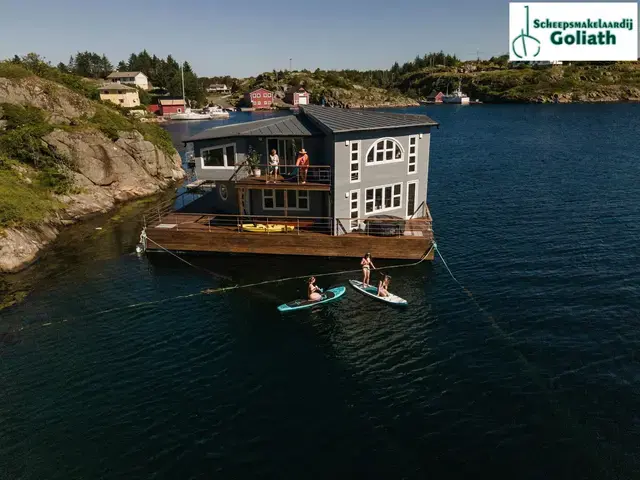 Grey Floating House Houseboat