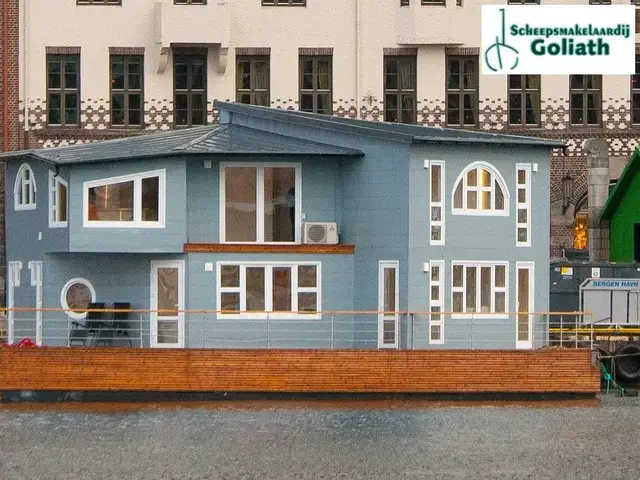 Grey Floating House Houseboat