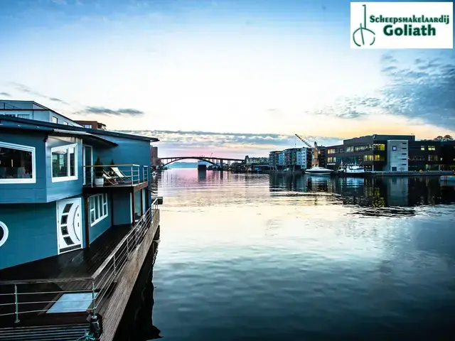 Grey Floating House Houseboat