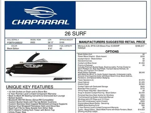 Chaparral 26 surf black edition